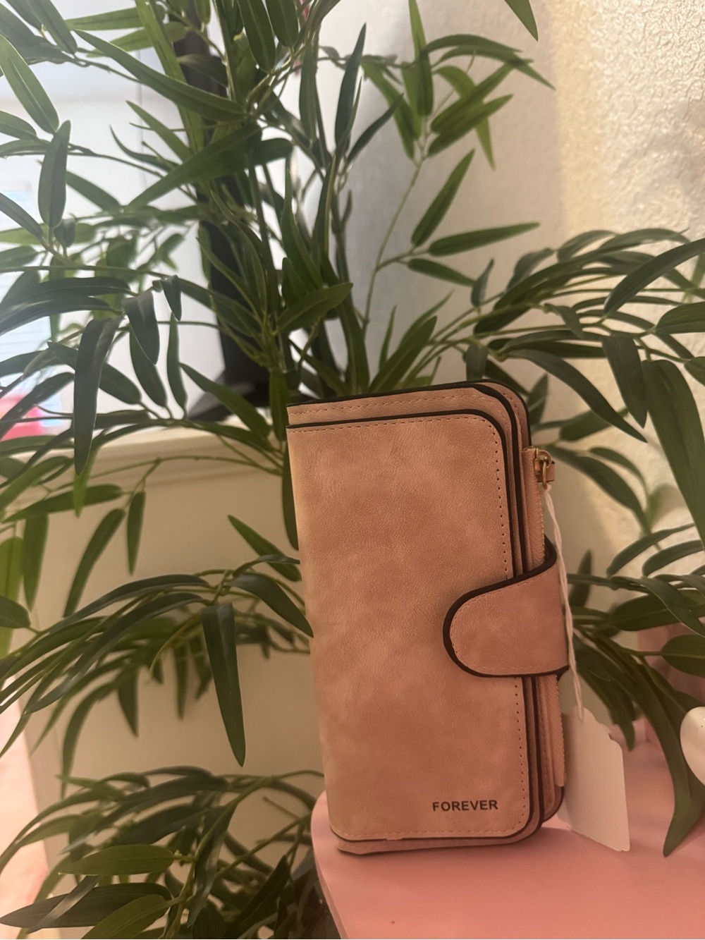 Forever Pink Trifold Wallet Clutch with Zip and Snap